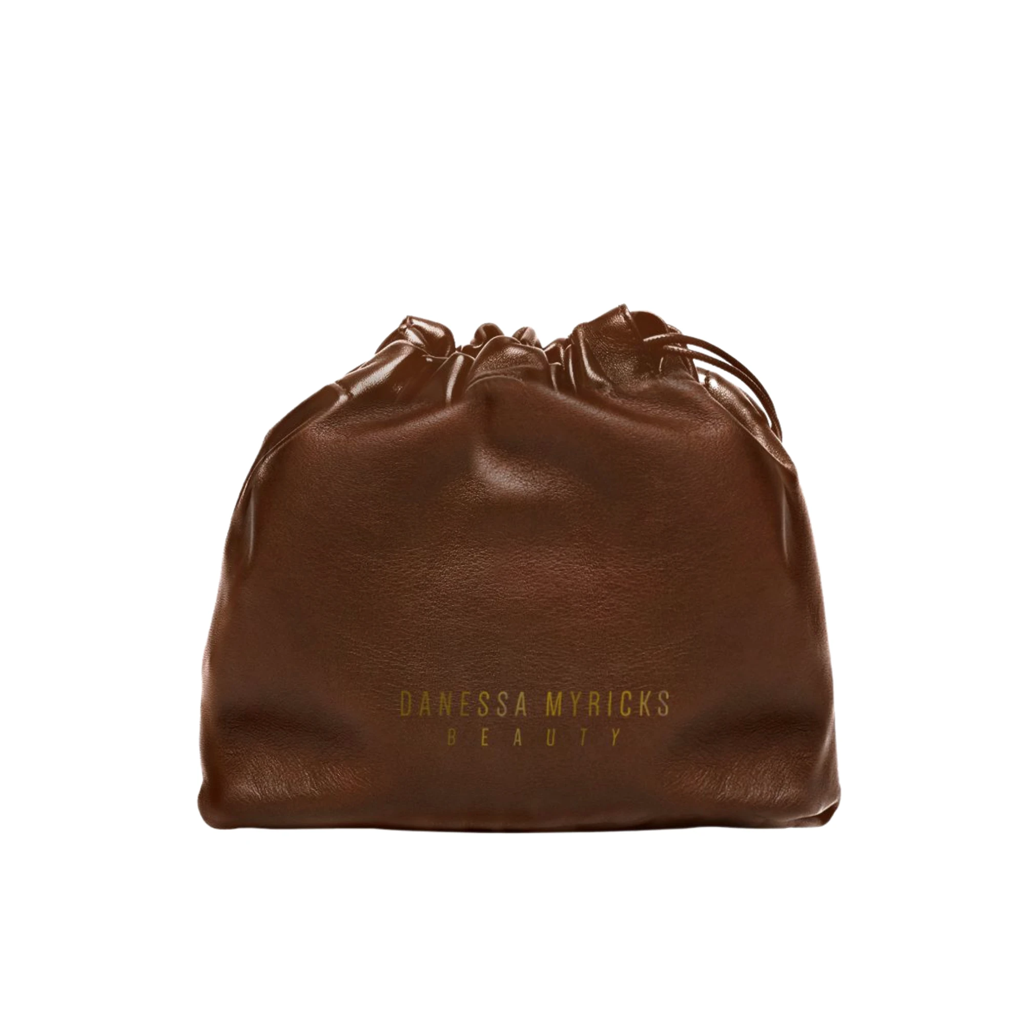 Vegan Leather Drawstring Pouch Chocolate Brown